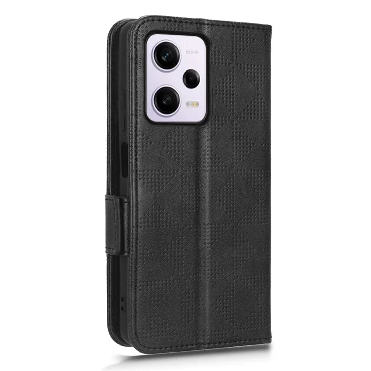 Pour Xiaomi Redmi Note 12 Pro + 5G Protection Complète Couvercle de Téléphone Portable Portefeuille pu Leather Triangle Pattern Triangle Flip Téléphone Boîtier - Noir