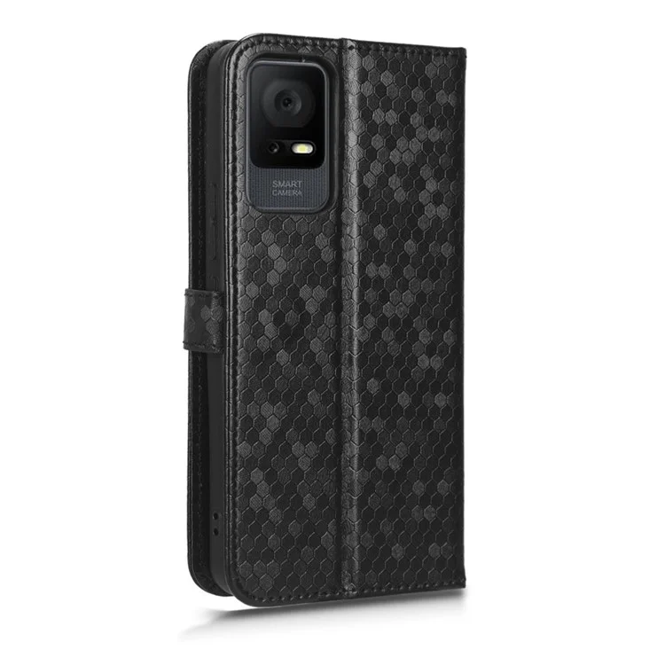 Para TCL 405 / 406 / T506D Dot Pattern Imprinted PU Leather Flip Wallet Case Stand Protective Phone Cover con Correa - Negro