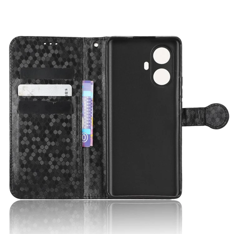 Couverture de Téléphone Portable Anti-bas Pour le Royaume 10 Pro + 5G Dot Moteur Impresté PU Cuir Flip Portefeuille Sold Document de Téléphone Protecteur Avec Sangle - Noir