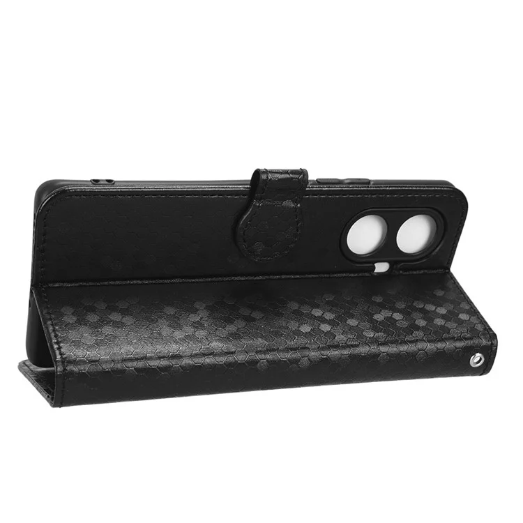 Couverture de Téléphone Portable Anti-bas Pour le Royaume 10 Pro + 5G Dot Moteur Impresté PU Cuir Flip Portefeuille Sold Document de Téléphone Protecteur Avec Sangle - Noir