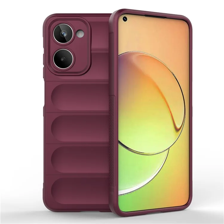 Per Realme 10 4G Soft TPU Cell Phone Cover Non-Slip Scratch-resistant Rugged Back Protective Phone Case - Wine Red
