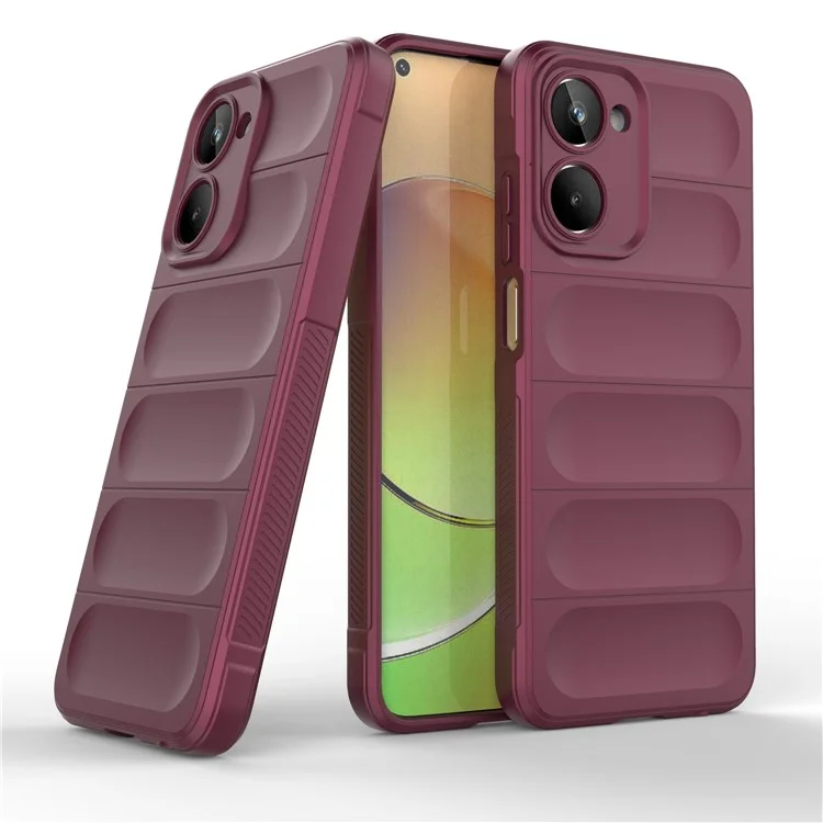 Per Realme 10 4G Soft TPU Cell Phone Cover Non-Slip Scratch-resistant Rugged Back Protective Phone Case - Wine Red
