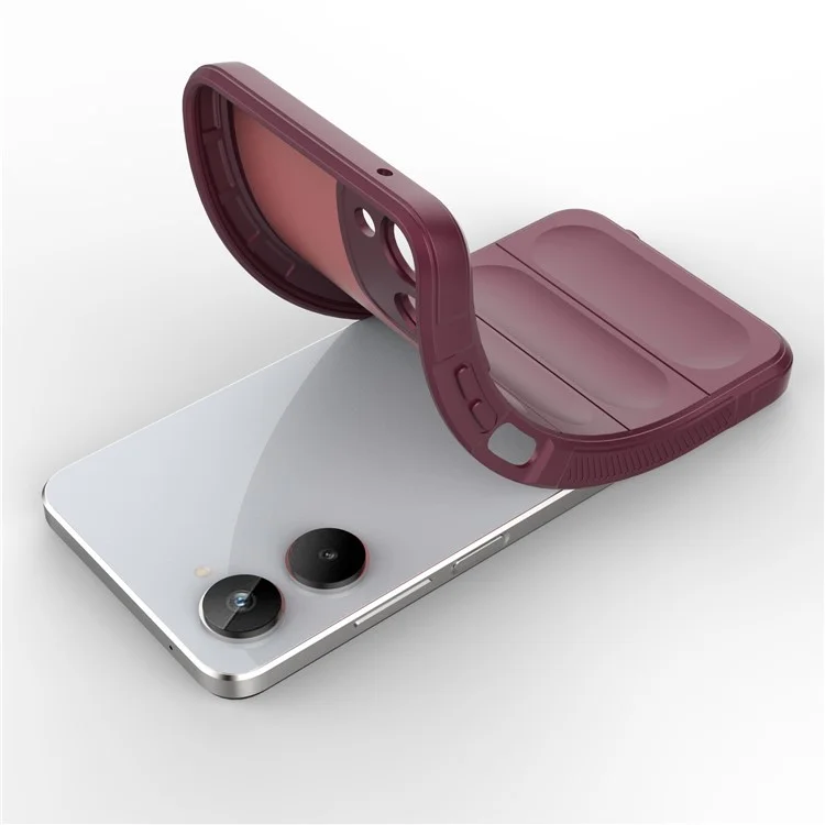 Per Realme 10 4G Soft TPU Cell Phone Cover Non-Slip Scratch-resistant Rugged Back Protective Phone Case - Wine Red