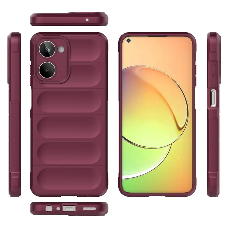 Per Realme 10 4G Soft TPU Cell Phone Cover Non-Slip Scratch-resistant Rugged Back Protective Phone Case - Wine Red