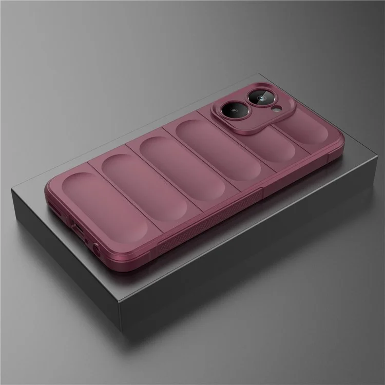 Per Realme 10 4G Soft TPU Cell Phone Cover Non-Slip Scratch-resistant Rugged Back Protective Phone Case - Wine Red