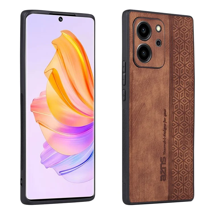 Azns Por Honor 80 SE 5G Patrón Impreso Caja Telefónica Non-slip Ultra Slim PU Cuero TPU TPU Cubierta Trasera - Marrón