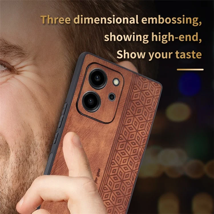 Azns Por Honor 80 SE 5G Patrón Impreso Caja Telefónica Non-slip Ultra Slim PU Cuero TPU TPU Cubierta Trasera - Marrón