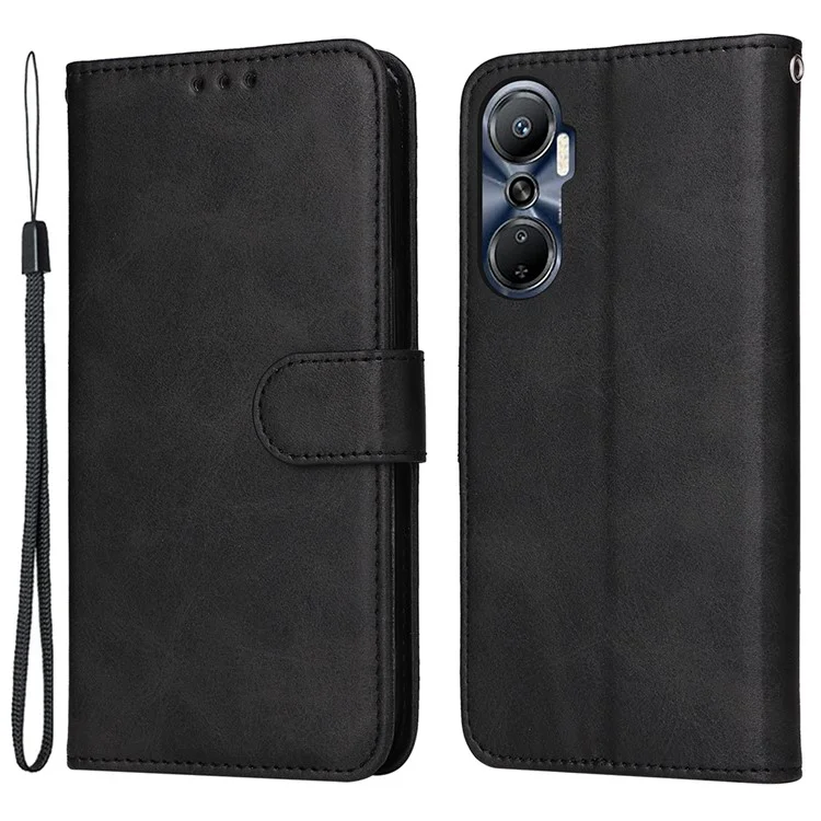 Custodia Per Telefono in Pelle PU Anti-drop Per Infinix Hot 20 4G, Copertina Per Telefoni Protettiva Per il Portafoglio a Flip Magnetico Con Cinturino - Nero