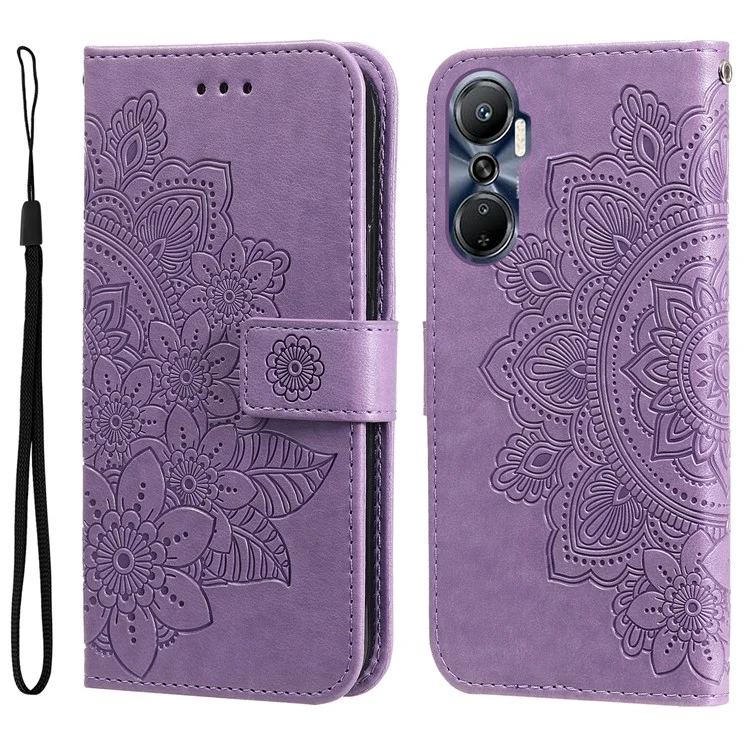 Для Infinix Hot 20 4G Shock-resean The Leather Phone Cash Case Cash Cashlest Closle Flow - Пурпурный