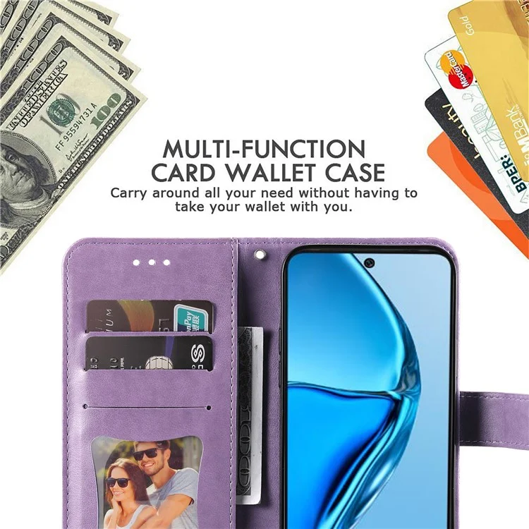 Для Infinix Hot 20 4G Shock-resean The Leather Phone Cash Case Cash Cashlest Closle Flow - Пурпурный