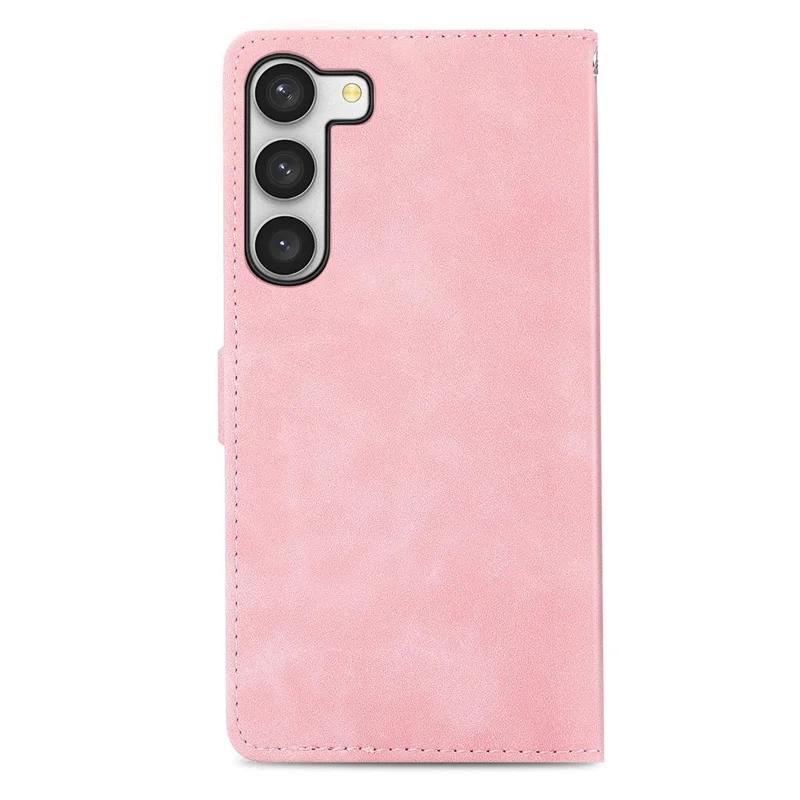 Für Samsung Galaxy S23, Reißverschluss-Maptasche mit Band, Blumenprägung, PU-Leder-Handyhülle - Rosa