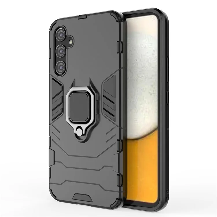 Custodia per smartphone per Samsung Galaxy A34 5G, cover posteriore antigraffio in TPU+PC con supporto ad anello - Nero