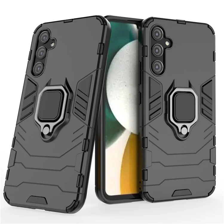 Custodia per smartphone per Samsung Galaxy A34 5G, cover posteriore antigraffio in TPU+PC con supporto ad anello - Nero