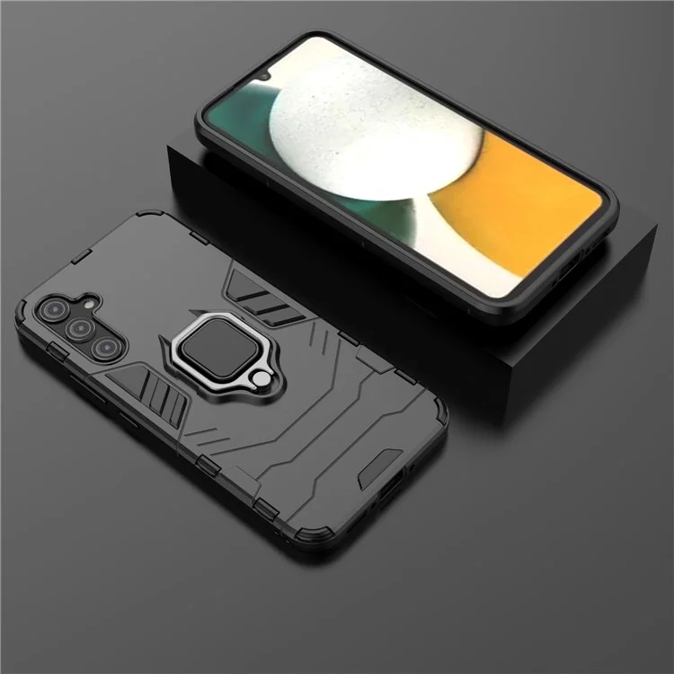 Custodia per smartphone per Samsung Galaxy A34 5G, cover posteriore antigraffio in TPU+PC con supporto ad anello - Nero