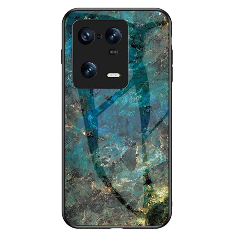 Für Xiaomi 13 Pro 5G Marble Pattern Printing Tempered Glass Back Cover PC + TPU Anti-Scratch Shockproof Protective Phone Case - Emerald Marble