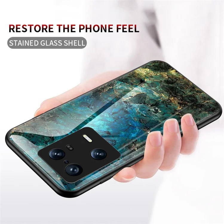 Für Xiaomi 13 Pro 5G Marble Pattern Printing Tempered Glass Back Cover PC + TPU Anti-Scratch Shockproof Protective Phone Case - Emerald Marble