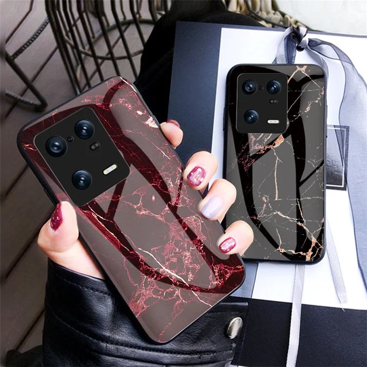Für Xiaomi 13 Pro 5G Marble Pattern Printing Tempered Glass Back Cover PC + TPU Anti-Scratch Shockproof Protective Phone Case - Emerald Marble