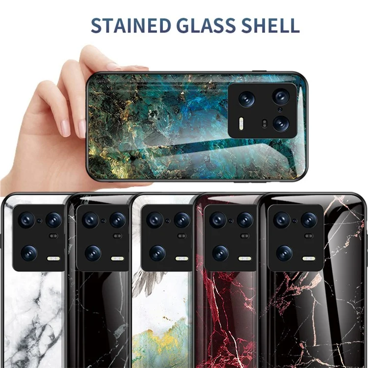 Für Xiaomi 13 Pro 5G Marble Pattern Printing Tempered Glass Back Cover PC + TPU Anti-Scratch Shockproof Protective Phone Case - Emerald Marble