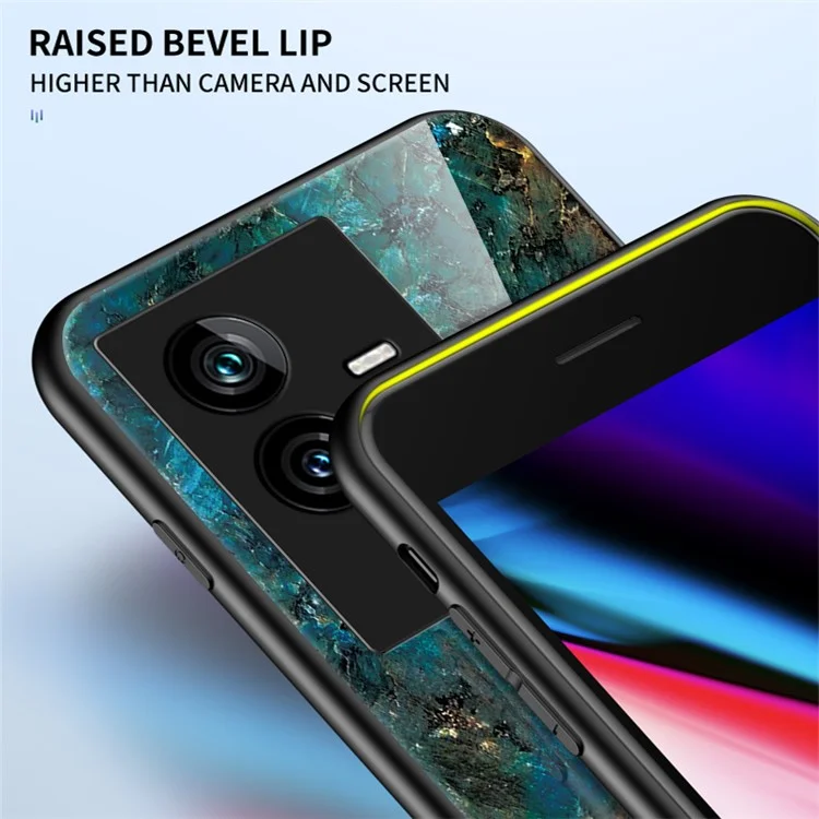 Per Vivo Iqoo 11 5G Anti-scratch Telefon Case Marble Stamping Glass Temperato + PC + Copertina Ibrida Protettiva TPU - Marmo Bianco