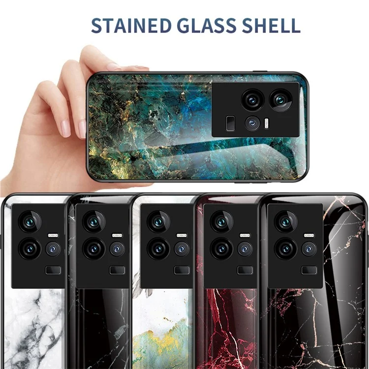 Per Vivo Iqoo 11 5G Anti-scratch Telefon Case Marble Stamping Glass Temperato + PC + Copertina Ibrida Protettiva TPU - Marmo Bianco