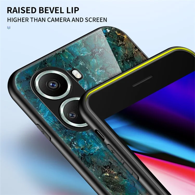 Für Huawei Nova 10 SE 4G Marmormuster Druckerglas + PC + TPU -schutzabdeckung Mobiltelefon Fall - Emerald Marmor