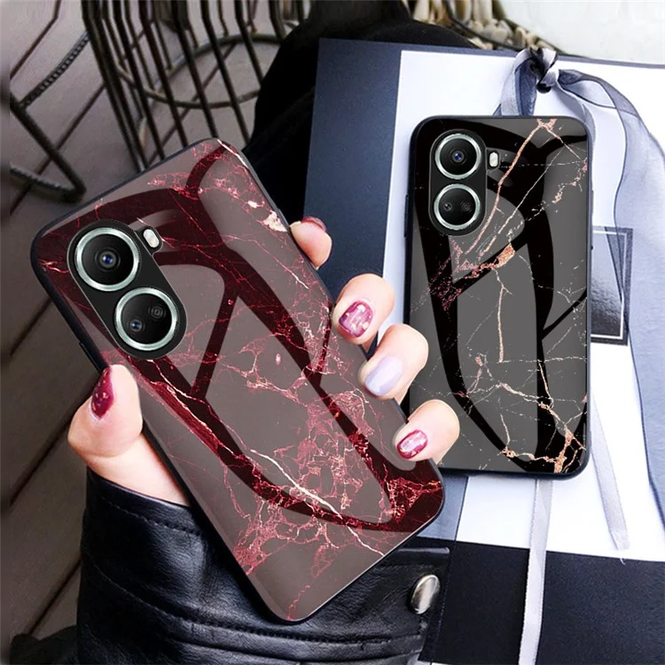 Für Huawei Nova 10 SE 4G Marmormuster Druckerglas + PC + TPU -schutzabdeckung Mobiltelefon Fall - Emerald Marmor