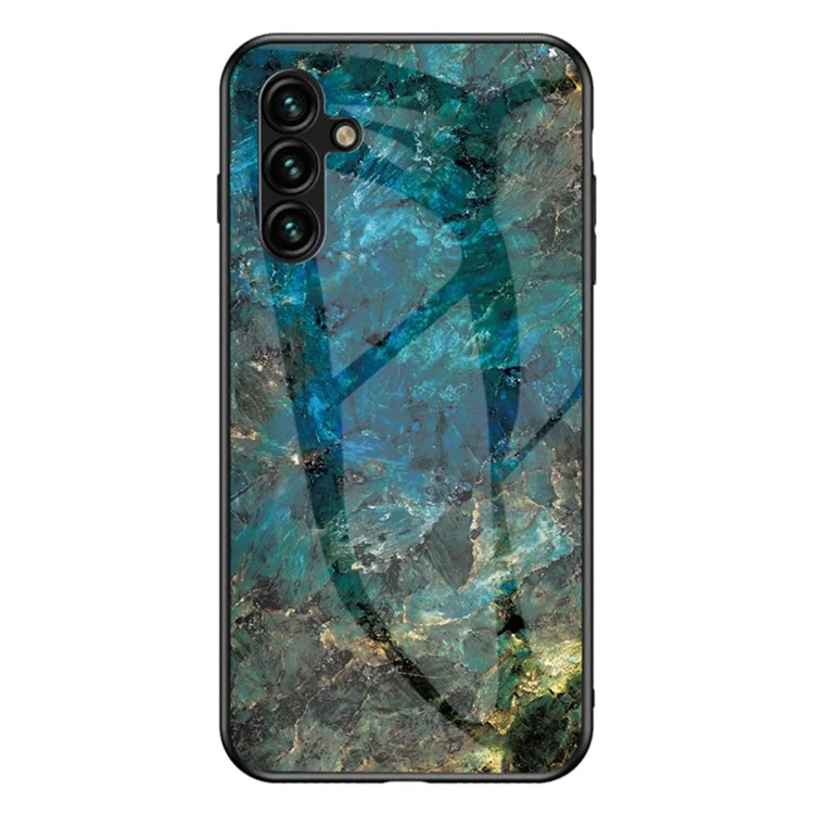 Para Samsung Galaxy A54 5G Marble Pattern Printing Tempered Glass + PC + TPU Hybrid Cover Anti-scratch Phone Case - Emerald Marble