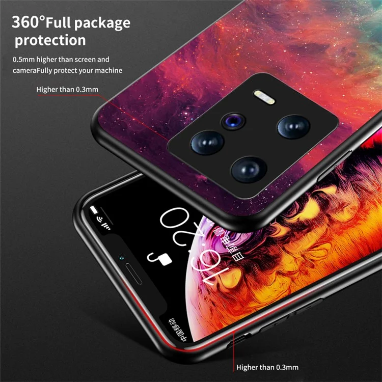 Funda para teléfono con estampado de cielo estrellado para Xiaomi 13 5G, cristal templado + PC duro + TPU suave anti-caída - Color cielo estrellado