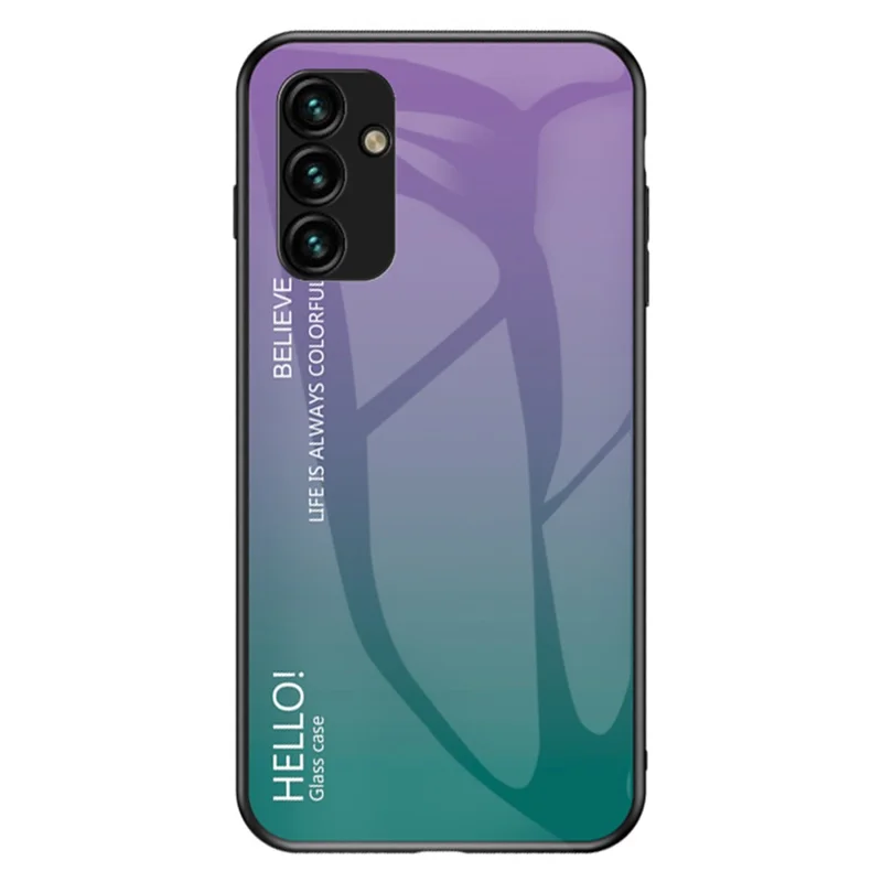Til Samsung Galaxy A14 5G / A14 4G Gradient Farve Stødfast Tелефon Case Hærdet Glas Hård PC+Blød TPU Hybrid Cover - Gradient Lilla