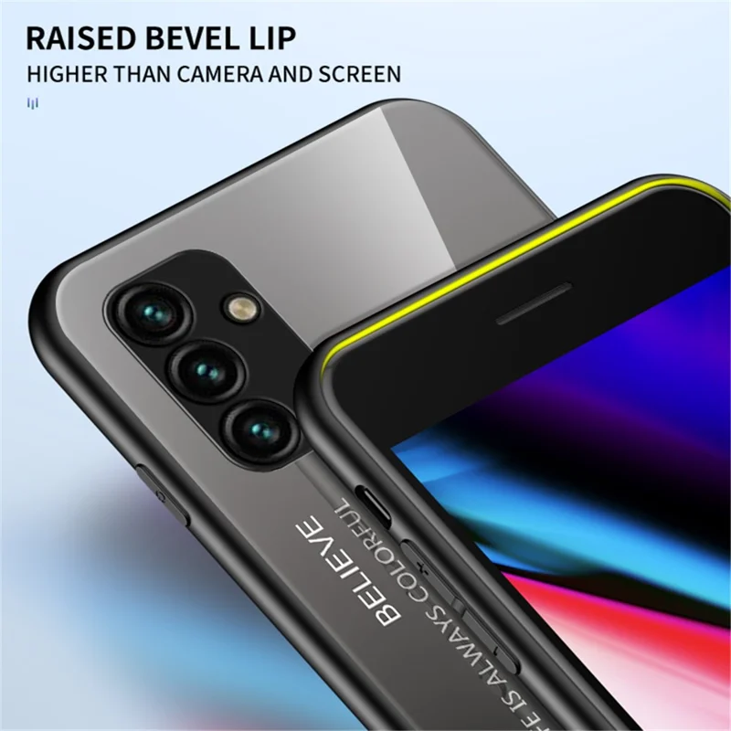 Til Samsung Galaxy A14 5G / A14 4G Gradient Farve Stødfast Tелефon Case Hærdet Glas Hård PC+Blød TPU Hybrid Cover - Gradient Lilla