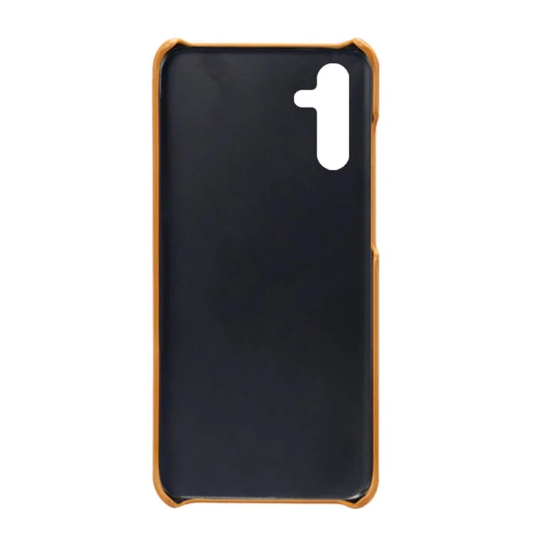 For Samsung Galaxy A14 5G / A14 4G Dual Card Slots Shockproof Phone Case PU Leather Coated Hard PC Anti-Drop Cover - Orange