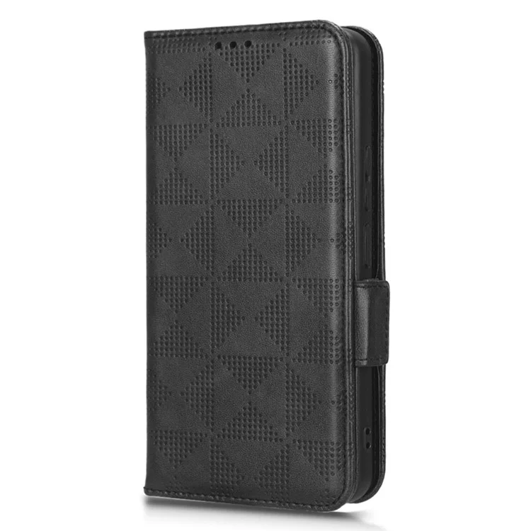 Cell Phone Cover Bag for TCL 405 / 406 / T506D, Imprinted Triangle Pattern Flip Phone Case Stand PU Leather Wallet - Black