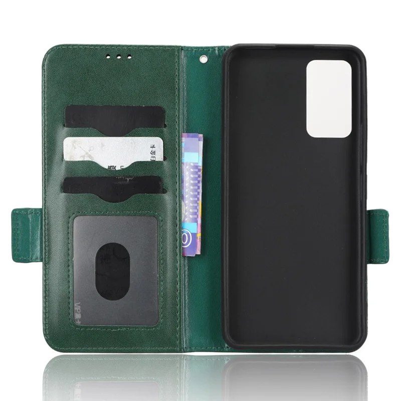 Cell Phone Cover Bag for TCL 405 / 406 / T506D, Imprinted Triangle Pattern Flip Phone Case Stand PU Leather Wallet - Green