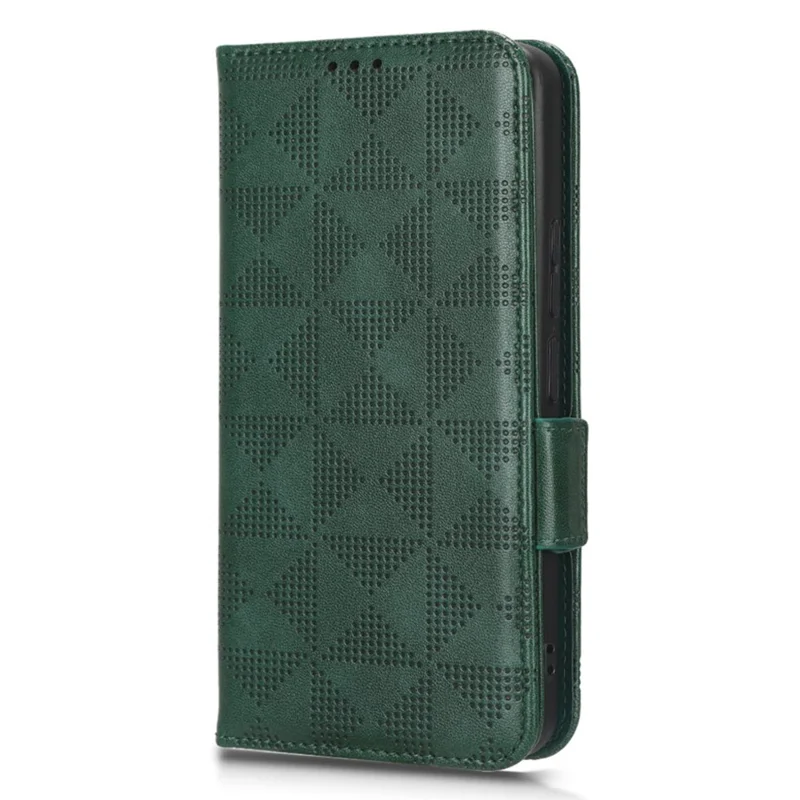 Cell Phone Cover Bag for TCL 405 / 406 / T506D, Imprinted Triangle Pattern Flip Phone Case Stand PU Leather Wallet - Green
