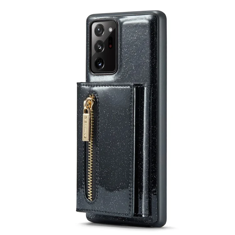 Dg. Ming M3 Series Pour Samsung Galaxy Note20 Ultra / Remarque20 Ultra 5G 2-en-1 en Cuir Pli en Cuir pc + Tpu Anti-fall Back Case Kickstand Magnetic Détachable Portefeuille à Fermeture Éclair Détachable Couverture - Noir