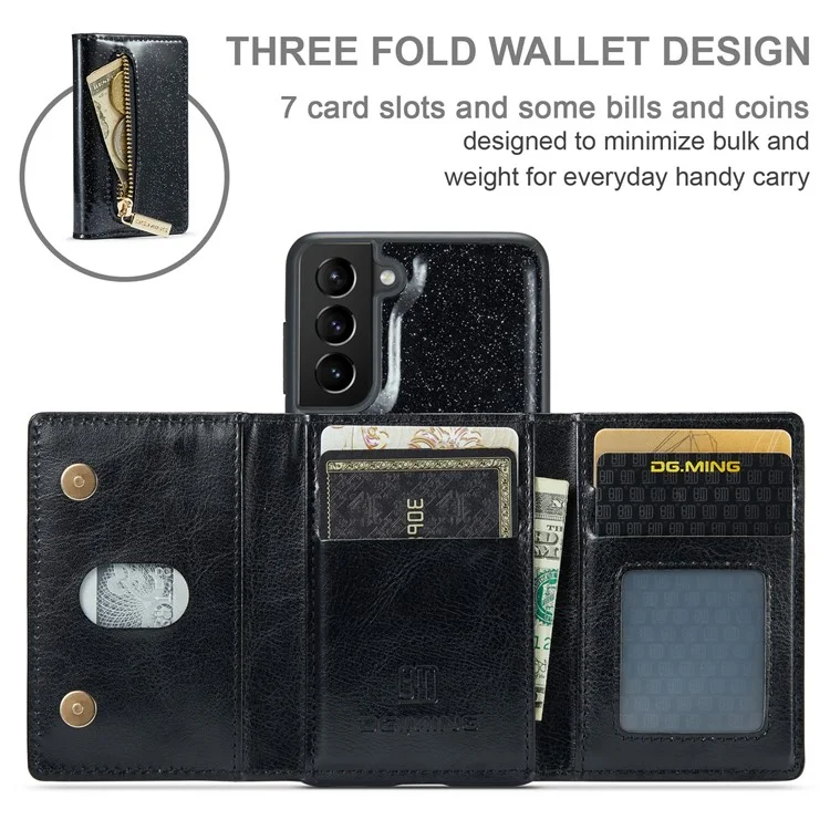 Dg. Ming M3 Series Pour Samsung Galaxy S21 fe 5G Magnétique Desconnable Desconnable Bling Poder Pourt - Noir