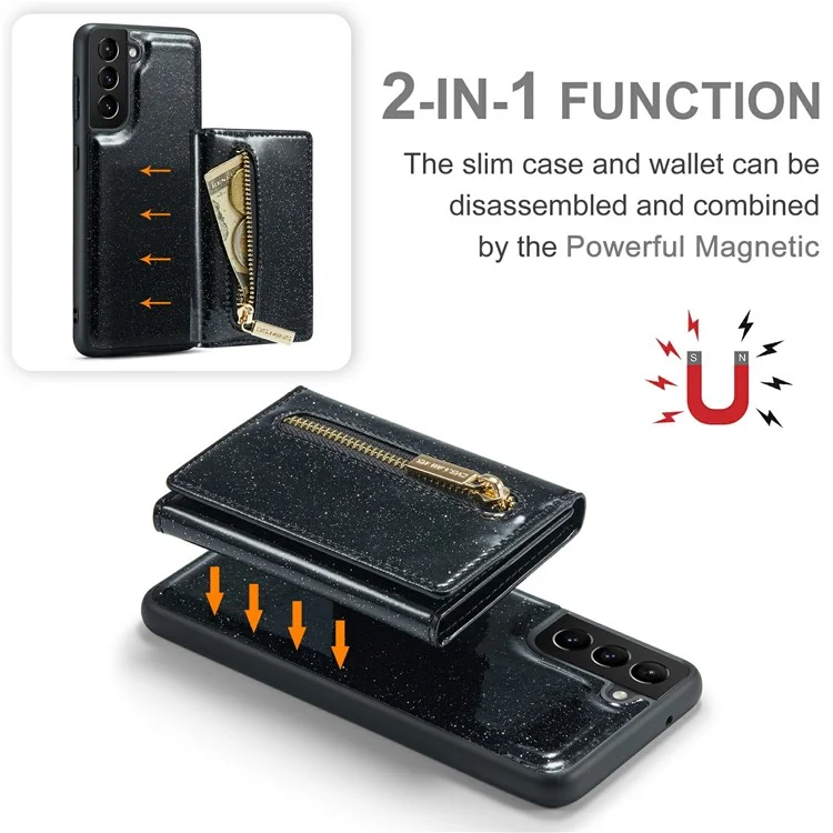 Dg. Ming M3 Series Pour Samsung Galaxy S21 fe 5G Magnétique Desconnable Desconnable Bling Poder Pourt - Noir