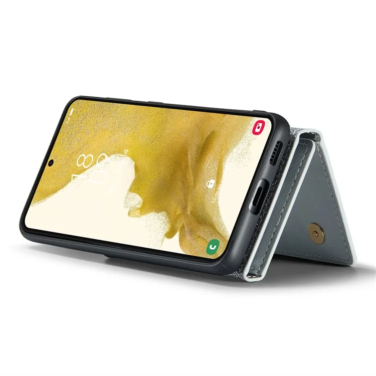 Dg. Ming M3-serie Für Samsung Galaxy S23 Reißverschlusspocket Magnetabendbar 2-in-1-telefonabdeckung Glitzer Pu-leder Beschichtete Kickstand Wallet-drop-proof-telefonhülle - Silber-