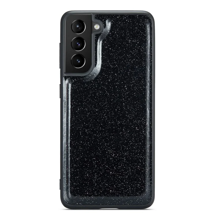 DG.MING M3 Series For Samsung Galaxy S23+ Glitter Bling Detachable Phone Cover  Kickstand Zipper Pocket Wallet Shockproof Phone Case - Black