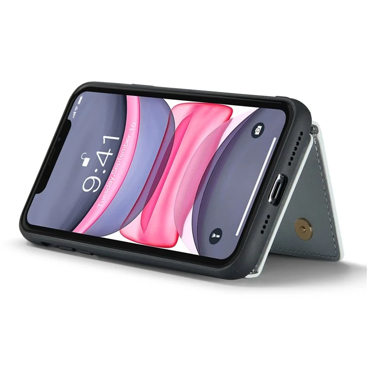 Dg. Serie Ming M3 Para Iphone 11 6.1 Pulgadas Pocket Magnetic Magnetic Magnetable Cubierta de Teléfono Glitter PU Cubierta de Cuero Pu+tpu Kickstand Willet Case - Plata