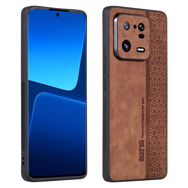 AZNS для Xiaomi 13 Pro 5G Ударопрочный ПУ-кожа + TPU Чехол для телефона с тиснением Узора Противоударный Чехол для сотового телефона - Коричневый