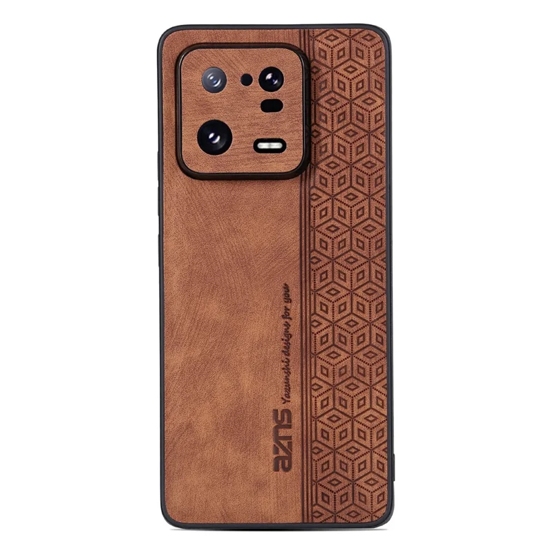 AZNS для Xiaomi 13 Pro 5G Ударопрочный ПУ-кожа + TPU Чехол для телефона с тиснением Узора Противоударный Чехол для сотового телефона - Коричневый