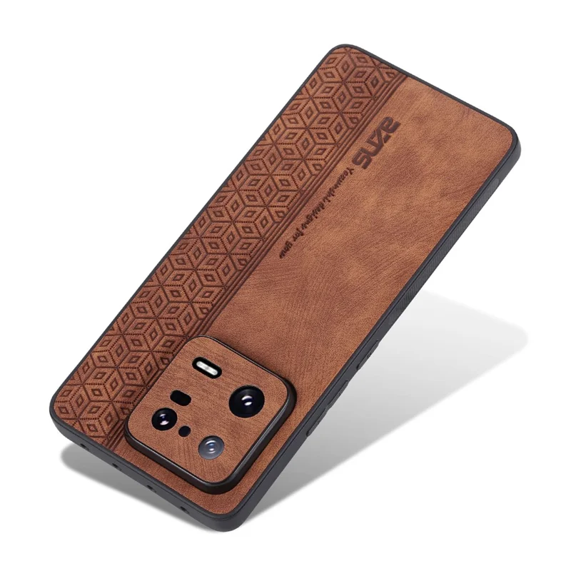 AZNS для Xiaomi 13 Pro 5G Ударопрочный ПУ-кожа + TPU Чехол для телефона с тиснением Узора Противоударный Чехол для сотового телефона - Коричневый