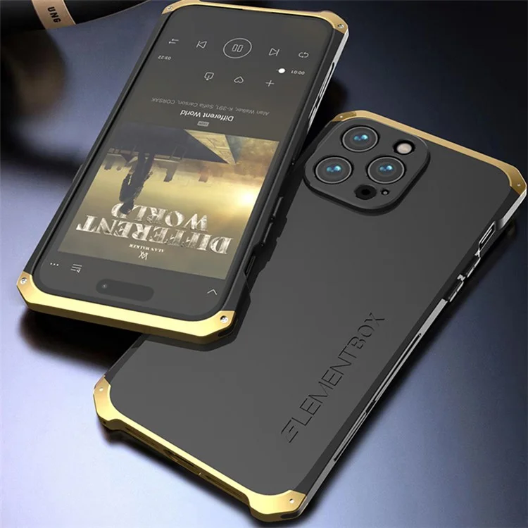 ELEMENT BOX For iPhone 14 Pro Max 3-Piece Design Hard PC Back Cover Metal Frame Shockproof Phone Case - Black  /  Purple
