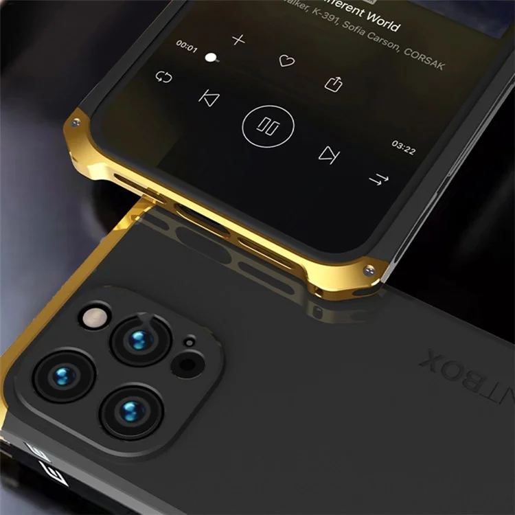 ELEMENT BOX For iPhone 14 Pro Max 3-Piece Design Hard PC Back Cover Metal Frame Shockproof Phone Case - Black  /  Purple