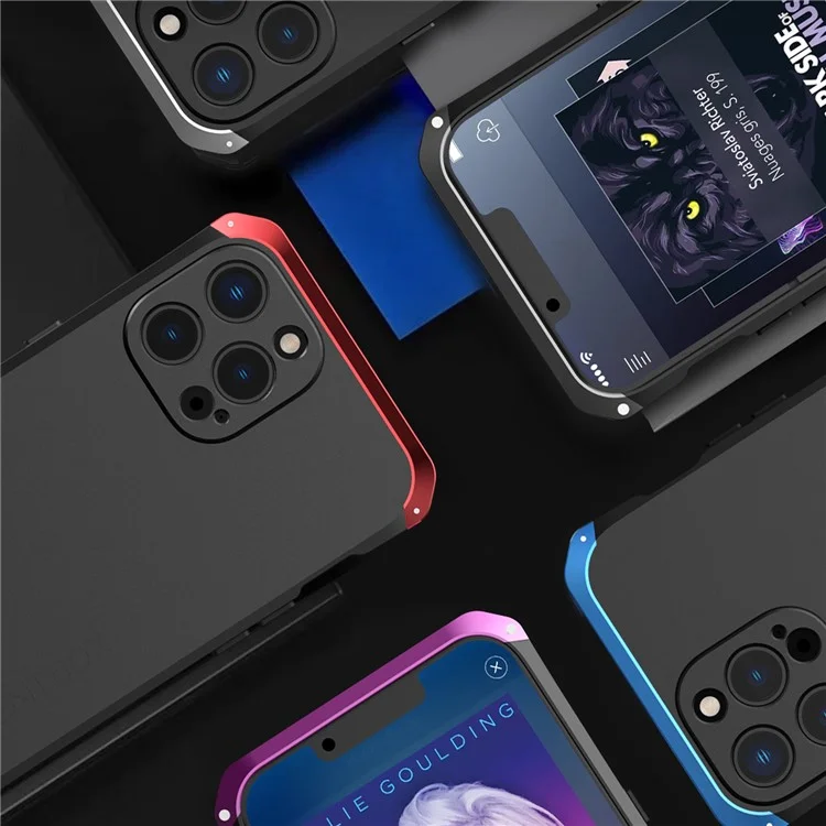 ELEMENT BOX For iPhone 13 Pro Max 6.7 inch 3-Piece Design Anti-scratch Phone Cover Hard PC Back Metal Frame Smartphone Case - Black  /  Blue