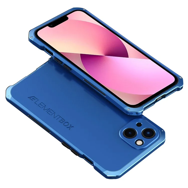 ELEMENT BOX For iPhone 13 mini 5.4 inch 3-Piece Design Hard PC Back Metal Frame Cover Hybrid Phone Case - Blue  /  Blue