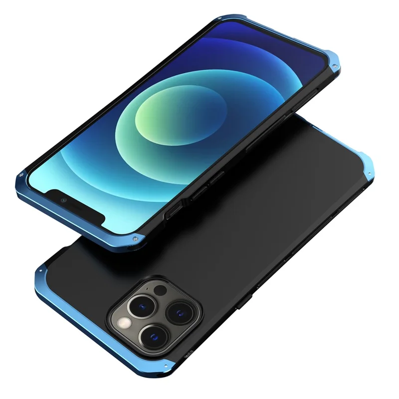 ELEMENT BOX For iPhone 12 Pro Max 6.7 inch 3-Piece Design Phone Case Hard PC Back Metal Frame Anti-drop Hybrid Cover - Black  /  Blue