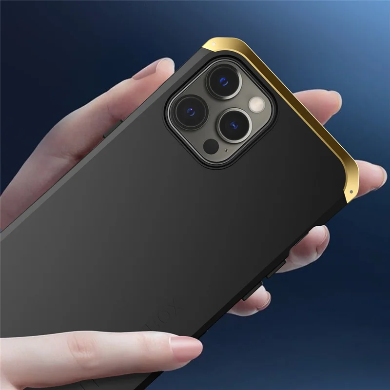ELEMENT BOX For iPhone 12 Pro Max 6.7 inch 3-Piece Design Phone Case Hard PC Back Metal Frame Anti-drop Hybrid Cover - Black  /  Blue