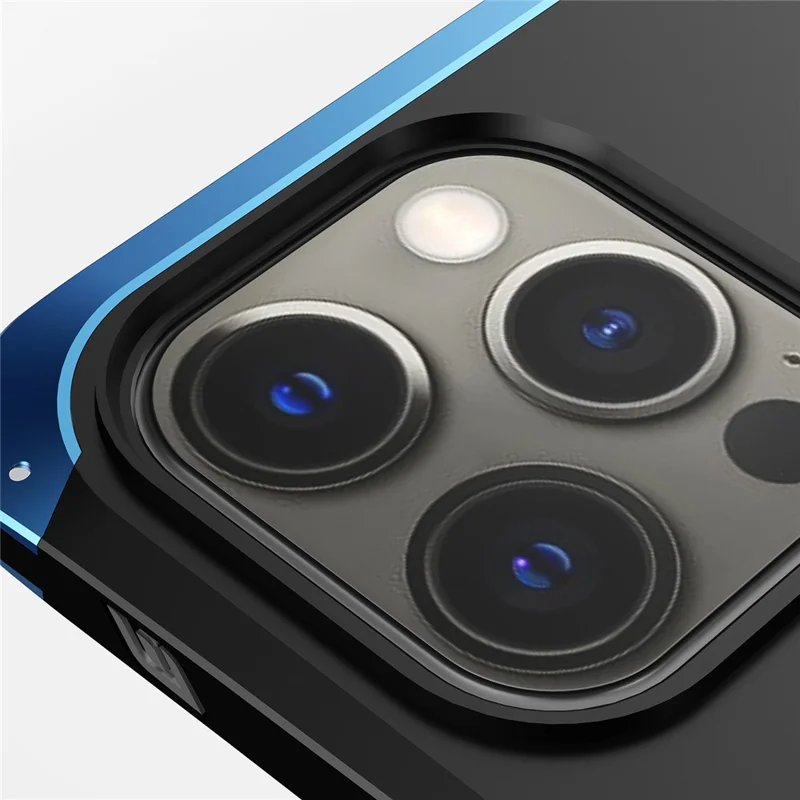 ELEMENT BOX For iPhone 12 Pro Max 6.7 inch 3-Piece Design Phone Case Hard PC Back Metal Frame Anti-drop Hybrid Cover - Black  /  Blue